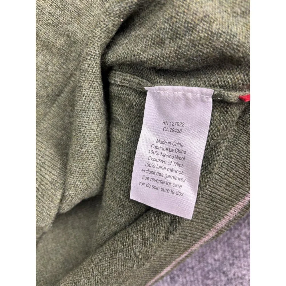 Mountain Khakis Sweater Mens‎ 2XL Green Merino Wool 1/4 Zip Mock Neck Pullover